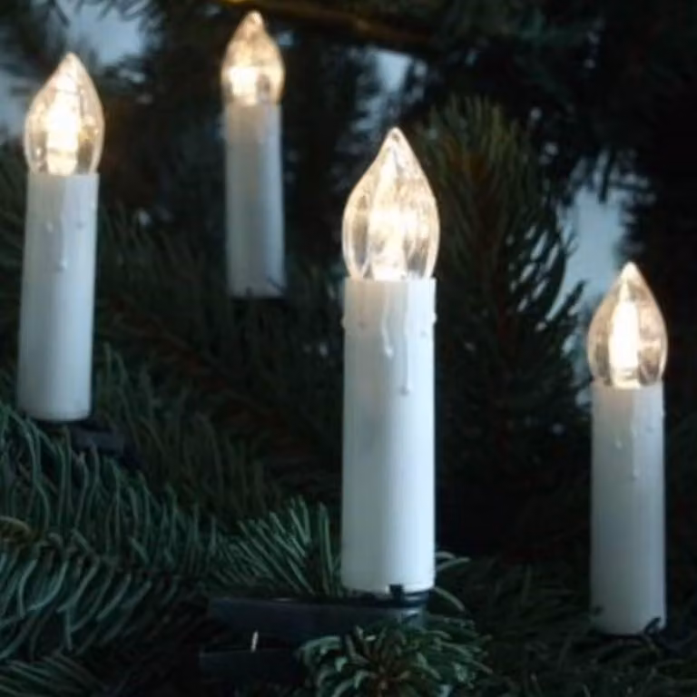 Candele natalizie a LED con 20 LED, 7 cm + clip, distanza 35 cm, timer incluso