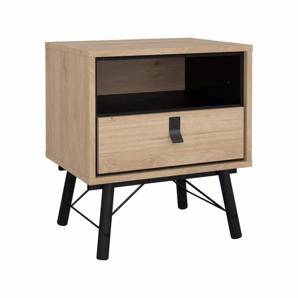Comodino Chito DMORA in Rovere, Comò basso e Tavolino da notte moderno per camera da letto, L 53 cm x P 40 cm x H 60 cm – 2