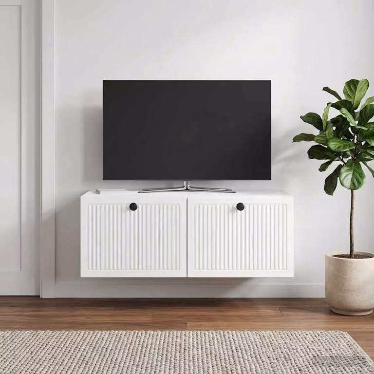 vidaXL Mobile Porta TV da Muro Bianco Lucido L: 78,5 cm, P: 41 cm, H: 30 cm