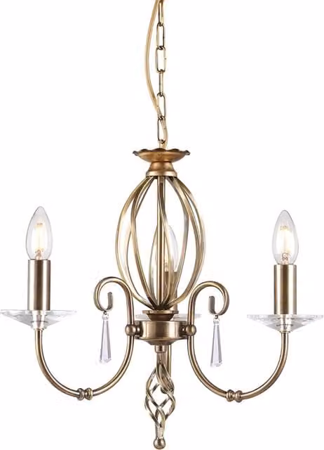 Lampadario Classico Aegean Acciaio Ottone Anticato 3 Luci E14