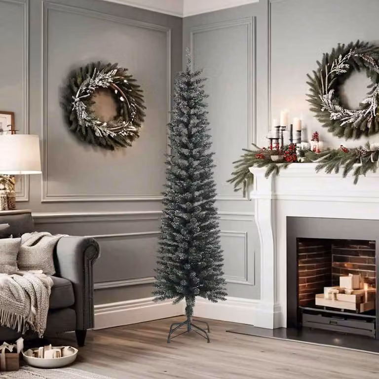 vidaXL Albero di Natale Artificiale Sottile con Base Verde 180 cm PVC