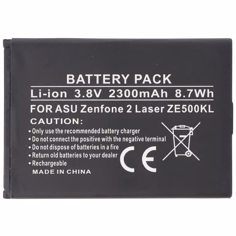 Batteria adatta per Asus Zenfone 2 Laser ZE500KL, Li-Ion, 3,8V, 2300mAh, 8,7Wh
