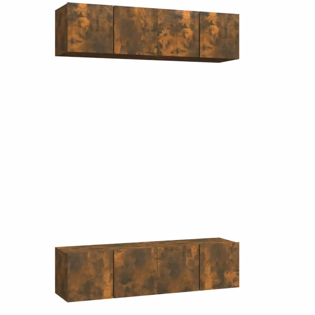 Set di 4 mobili TV da parete vidaXL in legno rovere color marrone L: 60 cm, P: 30 cm, H: 30 cm – 2