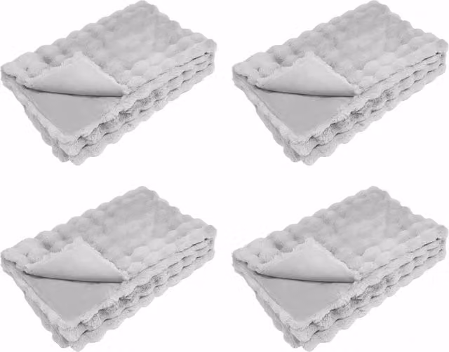 Coperta antiscivolo in sintetica di coniglio Olite 4 pz Grigio