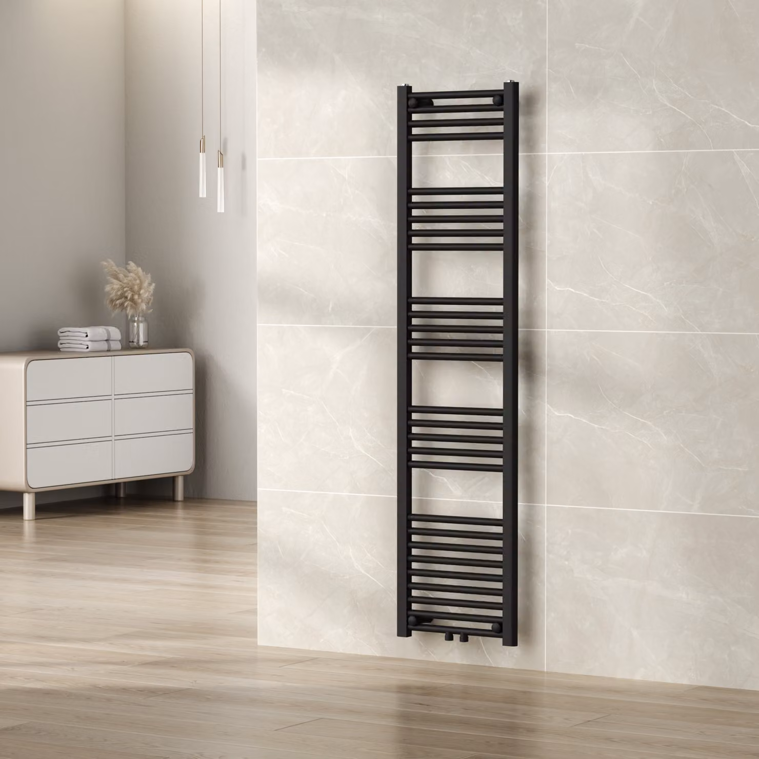 Radiatore per asciugamani 'Voss' con 28 aste in acciaio 160 x 40 cm Nero