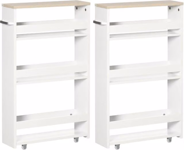 Carrello portaoggetti compatto per bagno 48 x 15 x 80 cm 3 livelli di ripiani con ruote elegante e moderno in MDF bianco 21_0003003