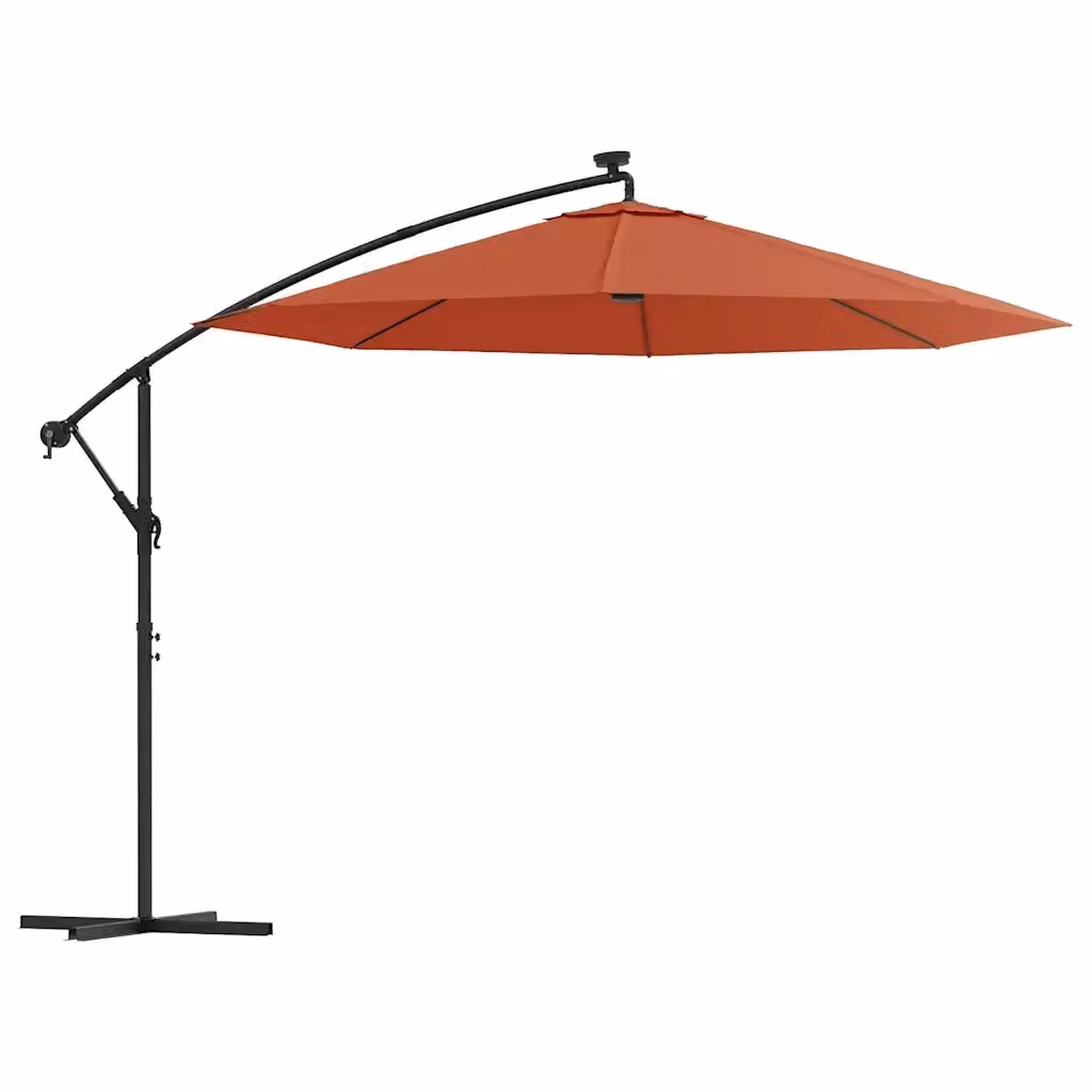 Ombrellone a Sbalzo Videx con LED e Palo in Acciaio, Colore Arancione, L/P/H: 300 x 254 x 26 cm – 2