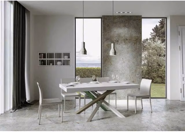 Tavolo allungabile Volantis ITAMOBY Bianco Frassino con telaio a X L/P: 200-304 x 90 cm