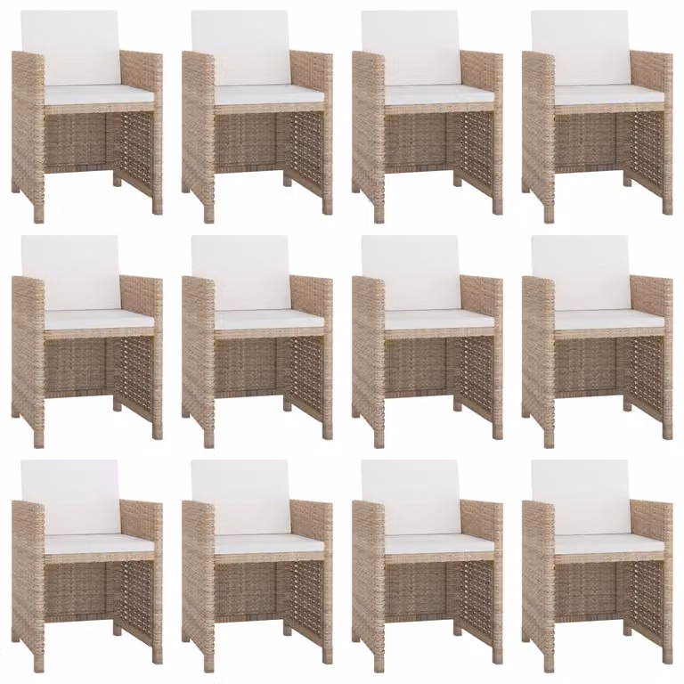 vidaXL set da pranzo da giardino 13 pezzi con cuscini in poly rattan beige