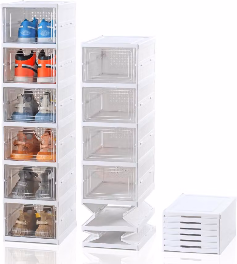 Solidchoice - Scatola per scarpe pieghevole e impilabile con coperchio
