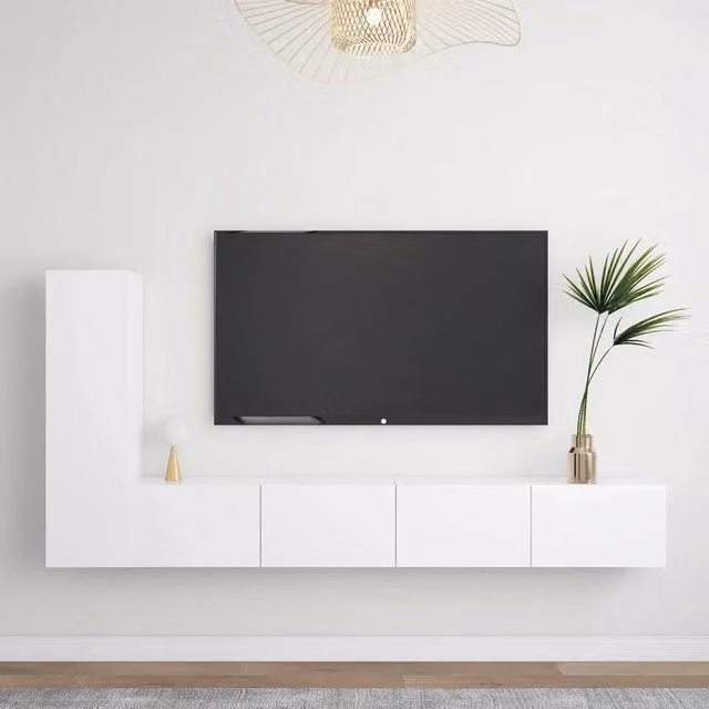 Set Mobili Porta TV 3 pz-Credenza per TV Bianco in Legno Multistrato 287190