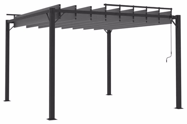 Pergola con tetto a lamelle - 3x3 metri - Struttura in alluminio - Colore antracite