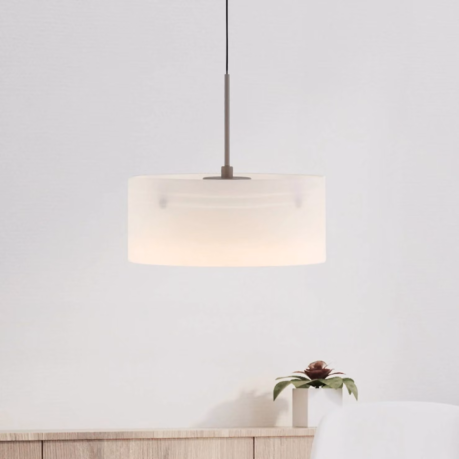 Paul Neuhaus Lampada a sospensione Marika, dimmerabile, Crema / Ambra, Soggiorno / Sala da pranzo, Vetro, Moderno, Lampada a sospensione