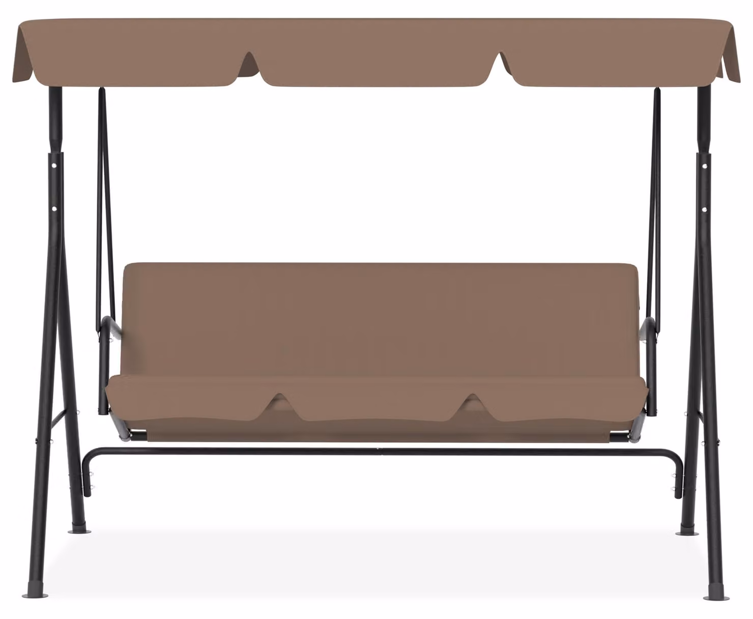 Altalena da giardino Hollywood per 3 persone, con tettuccio parasole, imbottita, con una capacità di carico fino a 200 kg, dimensioni 193x110x152 cm, colore marrone scuro