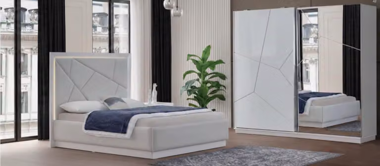 Set da camera da letto moderno e elegante, composto da due elementi, per un comfort ottimale