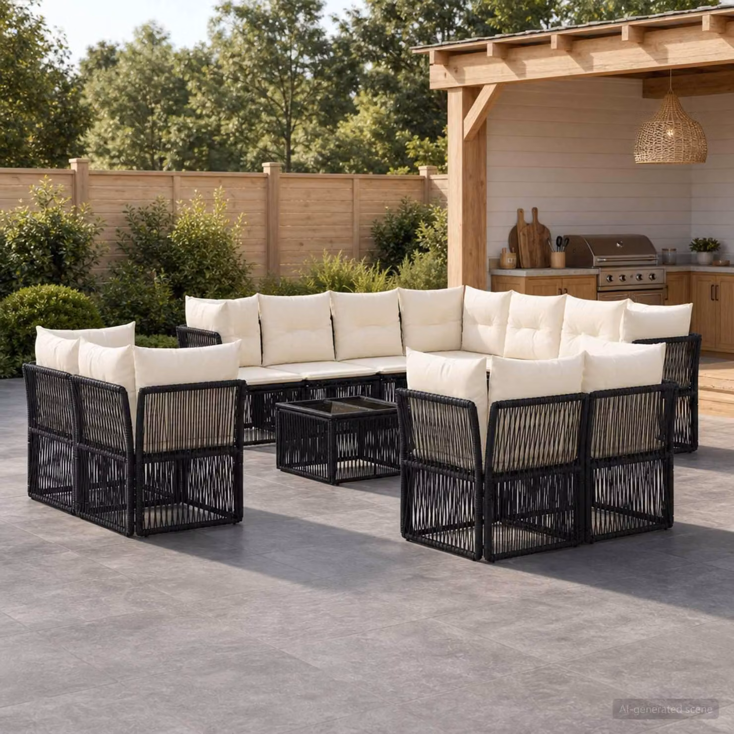 Maison Exclusive - Set di divani da giardino, 12 pezzi, in rattan sintetico nero