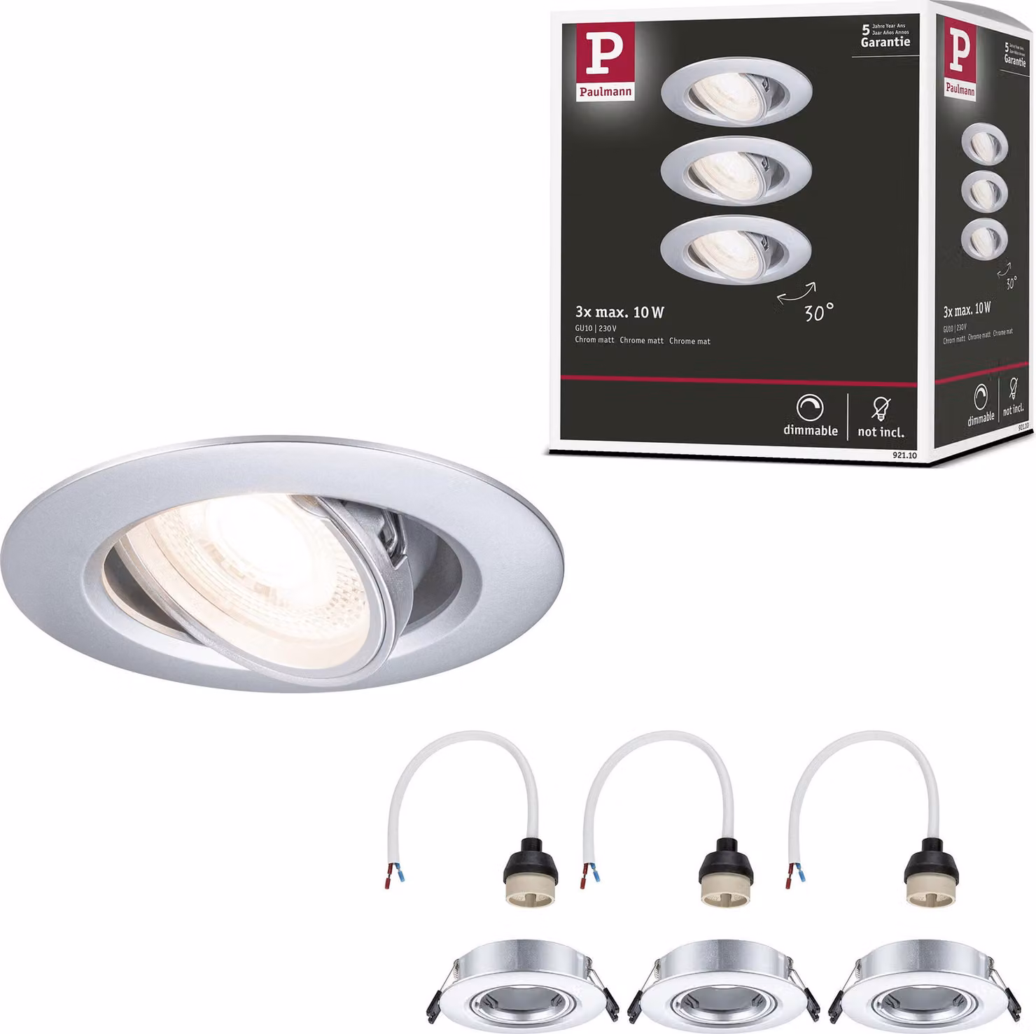 Set di 3 luci da incasso Paulmann orientabili