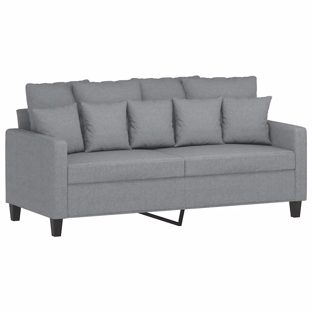 Divano a 2 posti moderno VIDAXL in tessuto grigio con struttura in metallo e cuscini inclusi L/P/H: 158 x 80 x 77 cm – 2
