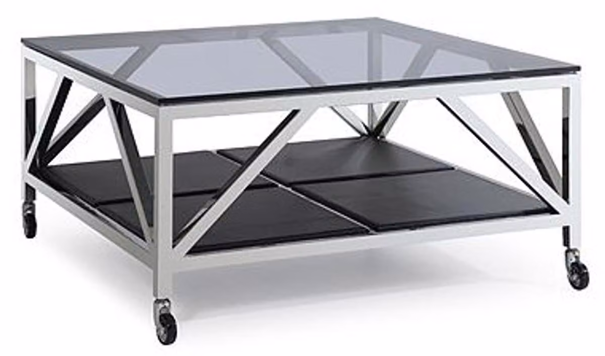 Tavolino Casa Padrino argento 100 x 100 x h. 50 cm - Mobili Soggiorno