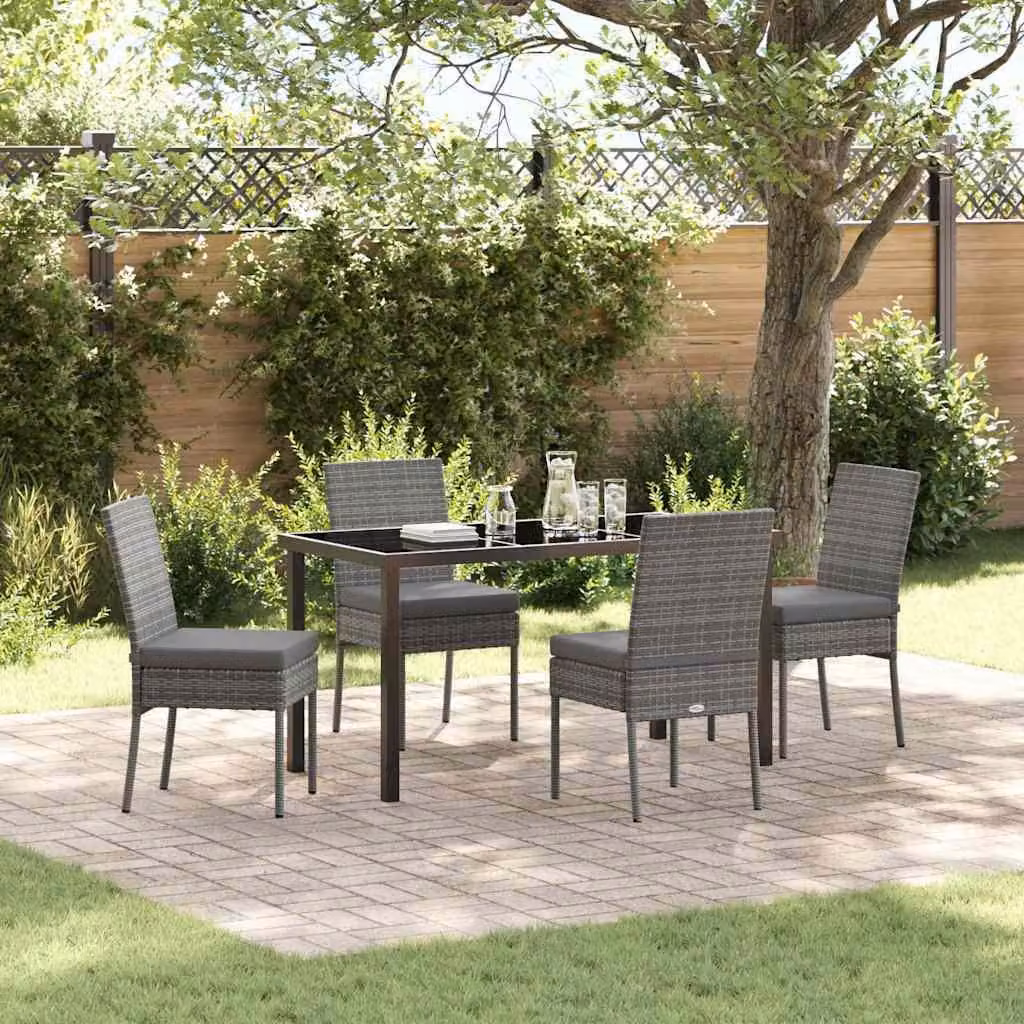 Maison Exclusive - Set da pranzo per esterno, 5 pezzi, acciaio grigio verniciato a polvere