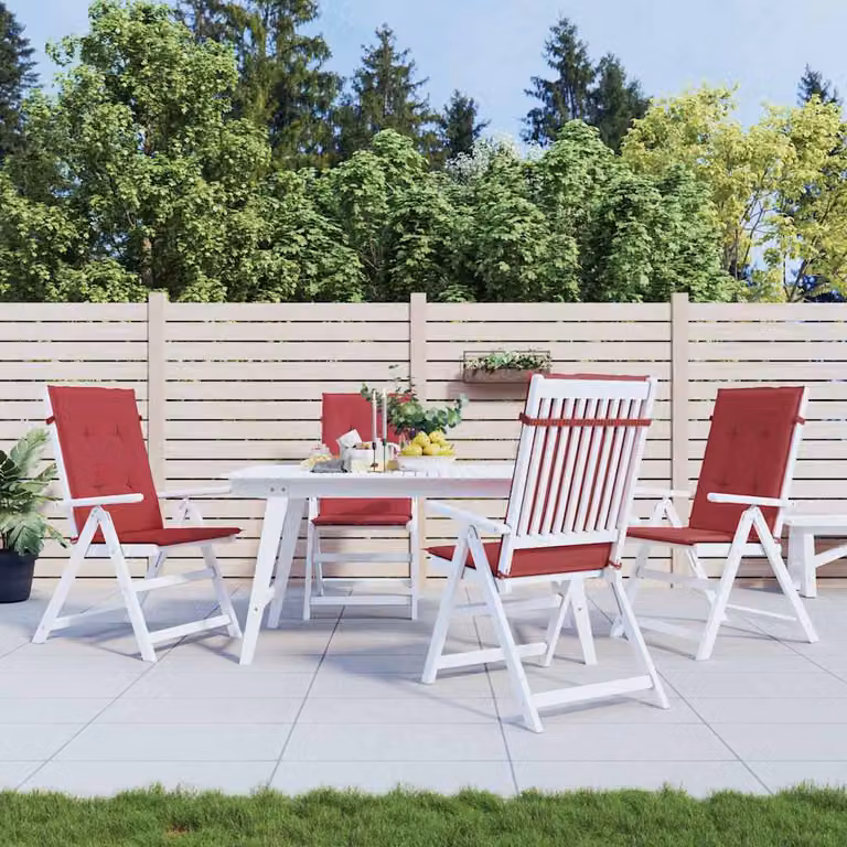 Set di 4 cuscini per sedie vidaXL in tessuto rosso, impermeabili e resistenti ai raggi UV, L 120 cm x P 50 cm x H 3 cm