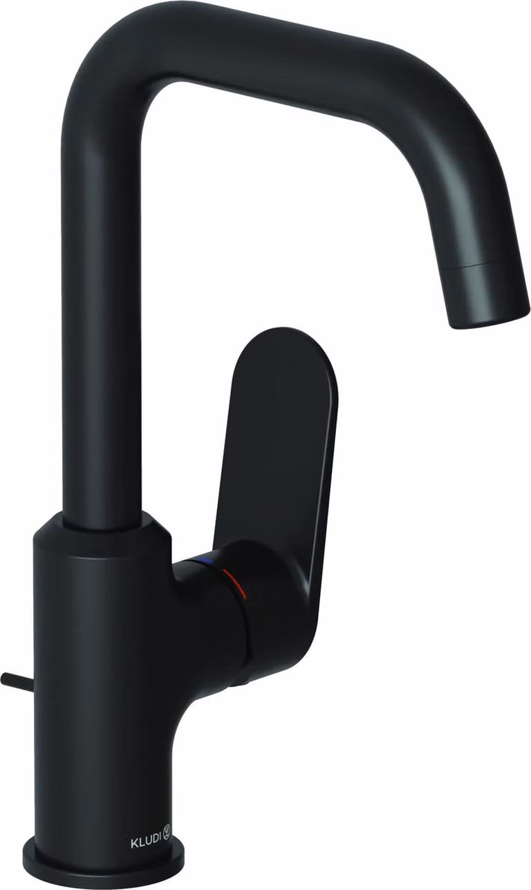 Kludi X1 EHM lavabo comando laterale con set di scarico nero opaco, 1 pz.
