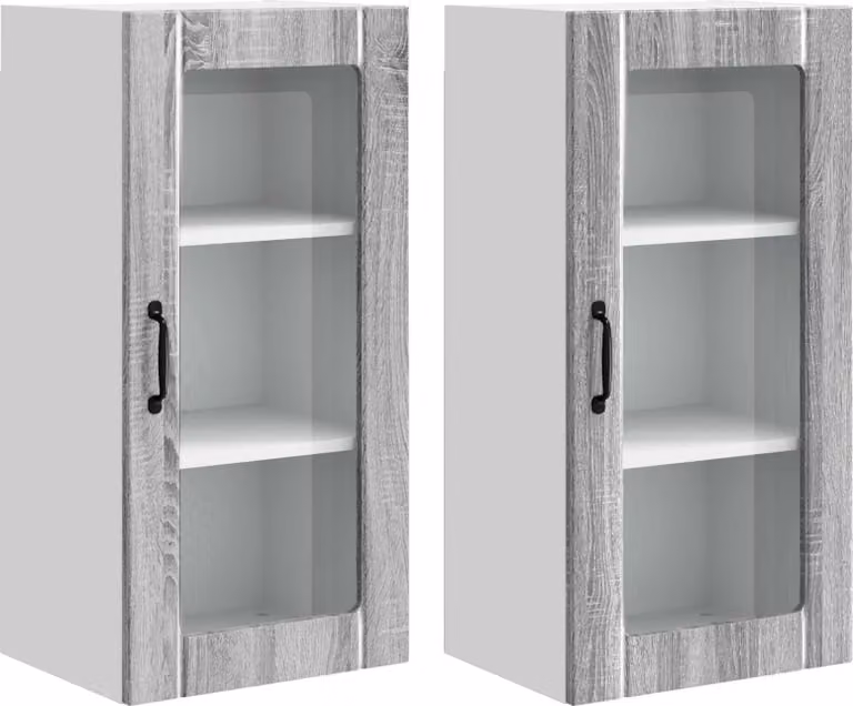 Mobile in vetro da parete PORTO 2 pcs Grigio Sonoma