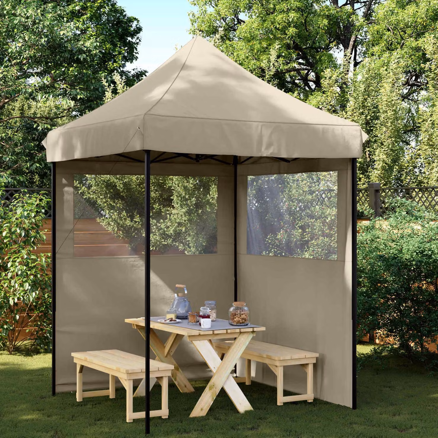 Maison Exclusive - Tenda per feste, dimensioni 200 x 200 x 306 cm, colore beige, tessuto Oxford