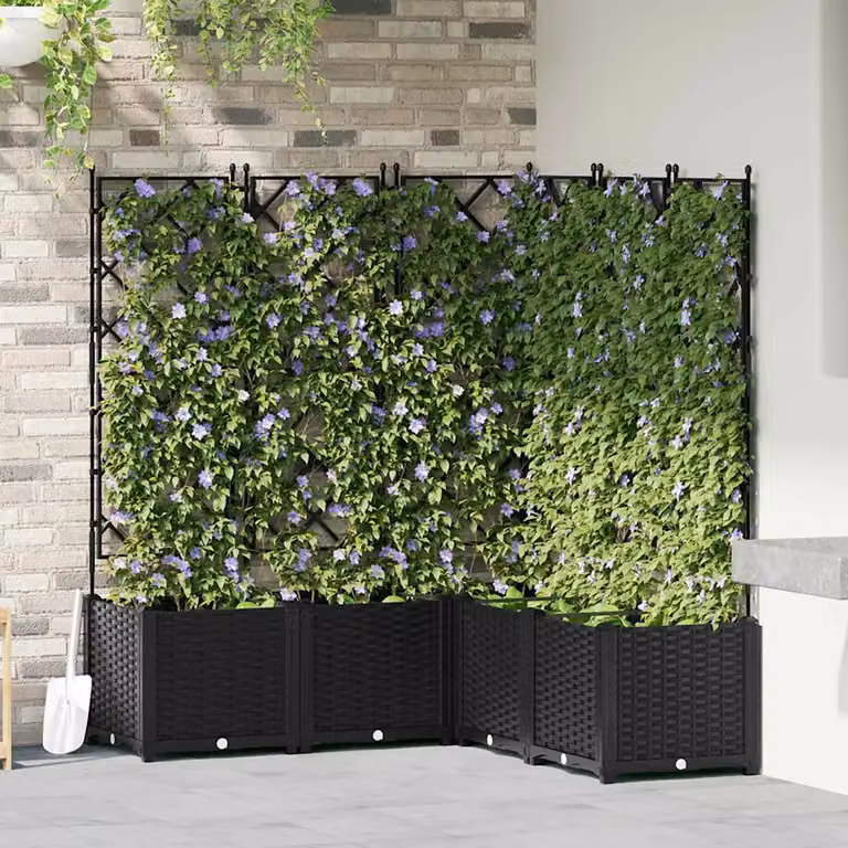 Set di 5 vasi da giardino vidaXL in plastica neri L/P/H: 120 x 120 x 143 cm