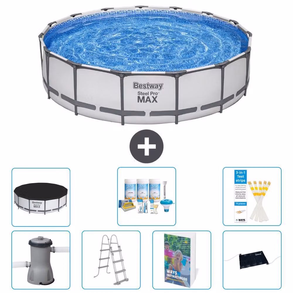 Bestway Steel Pro MAX, piscina in acciaio, forma rotonda - 457x122 cm - composta da 6 parti, modello S632