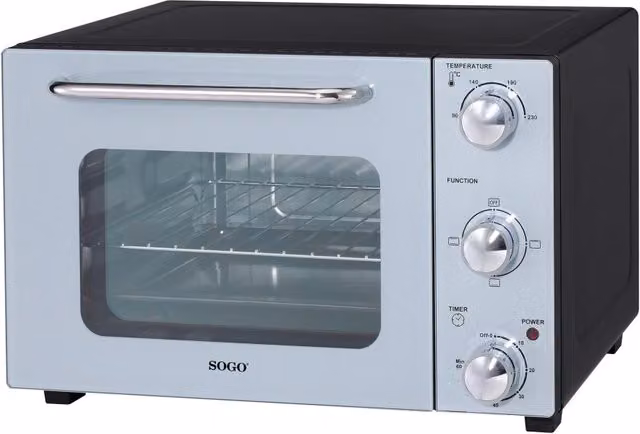 Forno elettrico multifunzione SOGO da 22L con 4 modalità di cottura, termostato 90-230°C, timer e funzione grill, 1300W