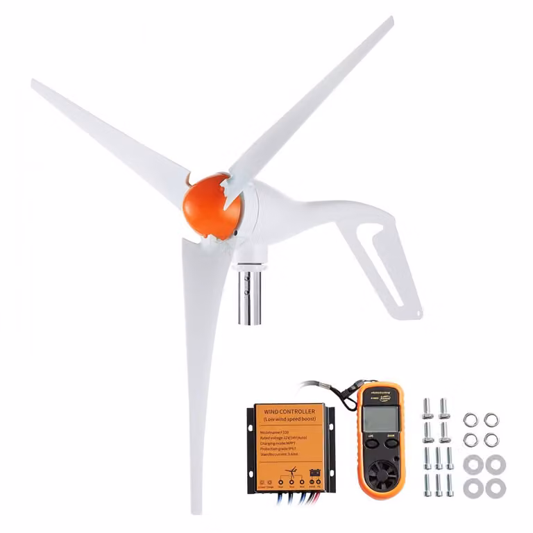 turbina eolica da 500 W - Generatore eolico da 12 V - Generatore di energia eolica a 3 pale con anemometro - Regolatore MPPT e direzione del vento regolabile - Ideale per casa, fattoria, case mobili, barche