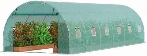 VEVOR Serra a tunnel walk-in verde con telaio in acciaio zincato e copertura in PE, L 890 cm x P 295 cm x H 198 cm
