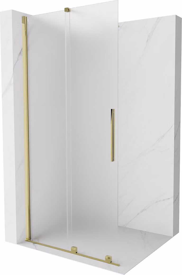 Mexen Velar parete doccia scorrevole Walk-in 80 x 200 cm, smerigliato 8 mm, oro - 871-080-000-33-50