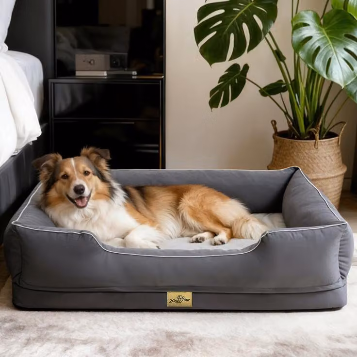 Letto per cani WISFOR, divano per cani, cuscino per cani, bordi rialzati, lavabile, dimensioni 105x75,5x21 cm