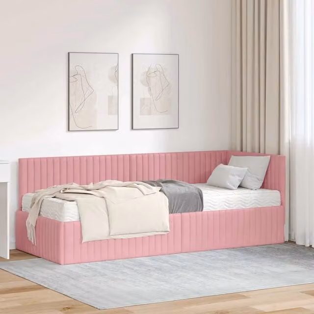 Struttura Letto Angolare con Materasso 2 pz-Giroletto con materasso Grigio Velluto 145187