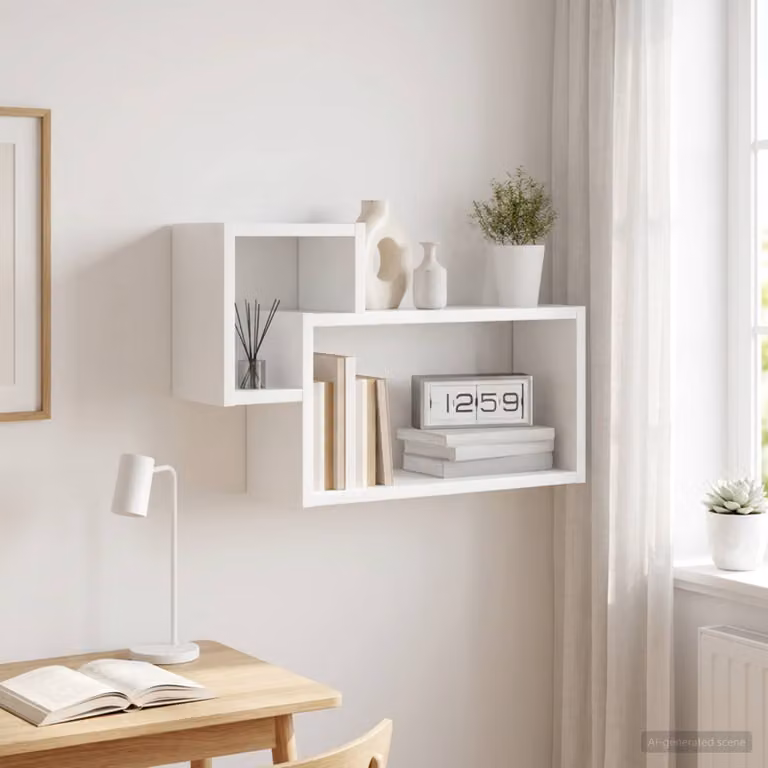 Scaffale da parete vidaXL Bianco L 55 cm x P 15 cm x H 35 cm
