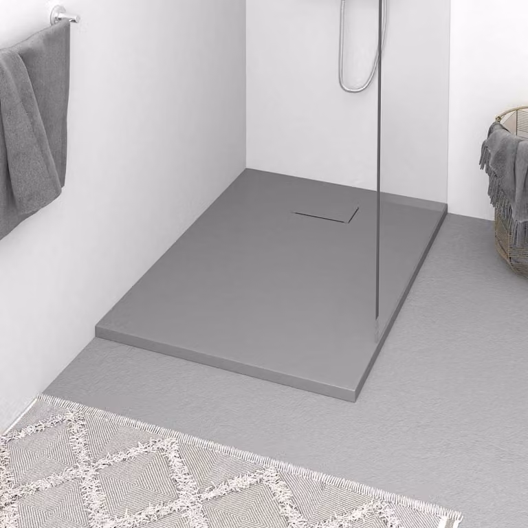 Piatto doccia rettangolare vidaXL in mineral cast grigio con superficie anti-slip L: 100 cm, P: 70 cm