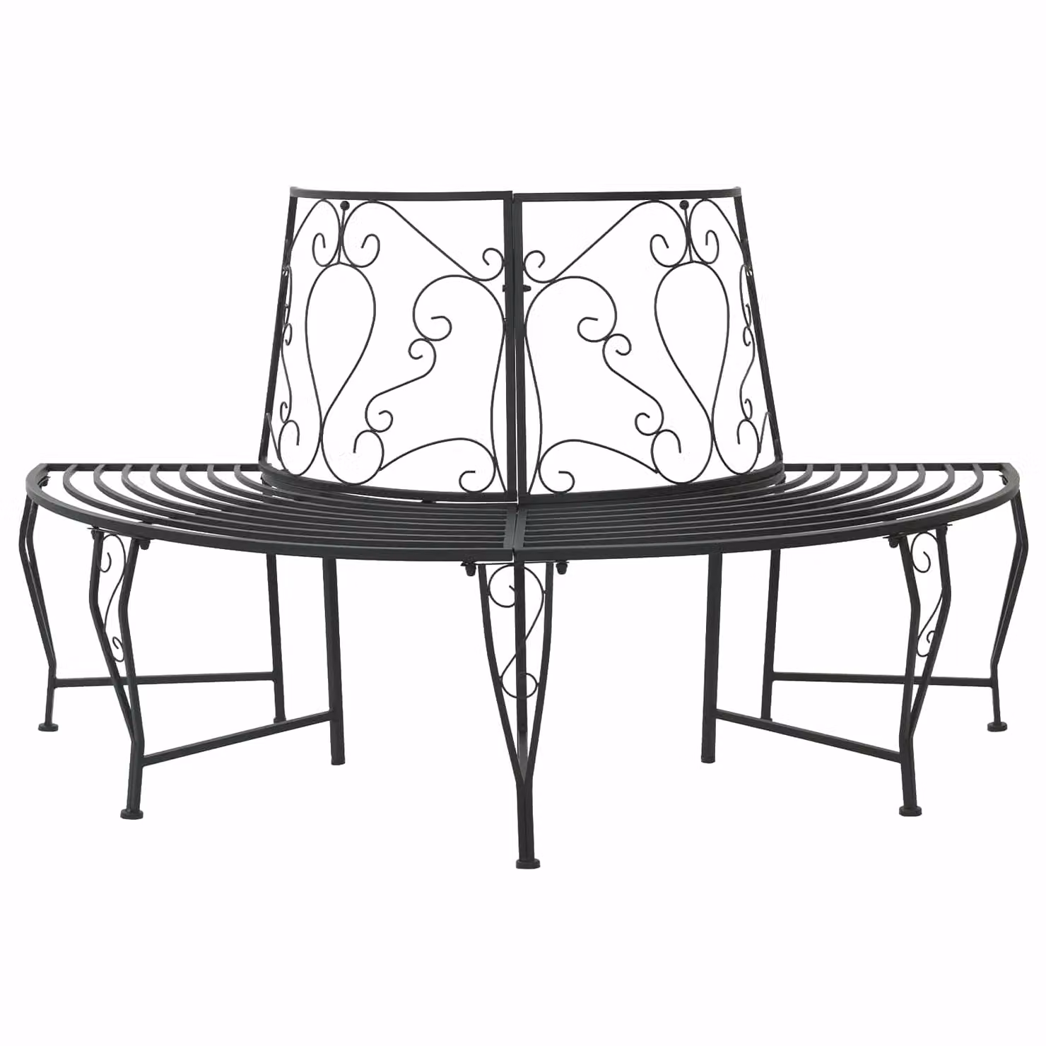Panchina da giardino vidaXL per 4 persone in metallo nero L: 160 cm, P: 80 cm, H: 89 cm