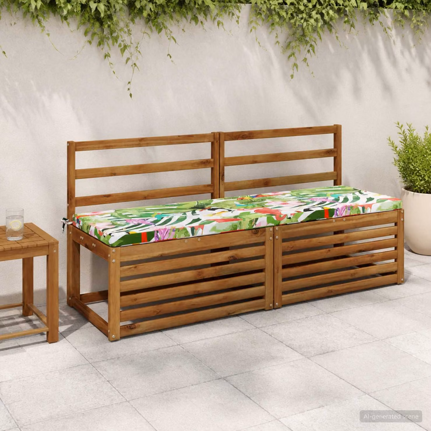 Set di 2 cuscini per panchina vidaXL multicolore in poliestere con imbottitura in schiuma e coperture rimovibili L 140 x P 50 x H 5 cm