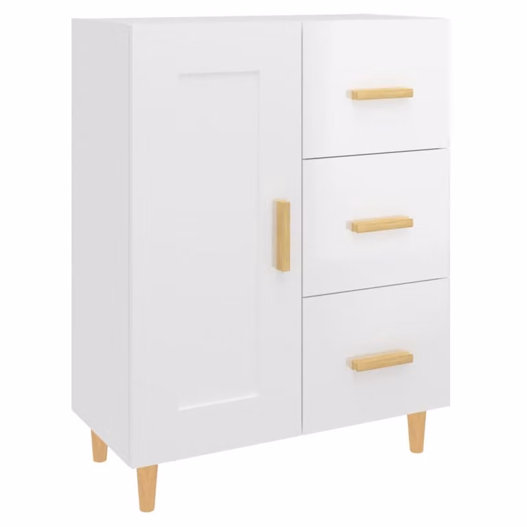 Credenza 69,5x34x90 cm in Legno Multistrato Bianco Lucido