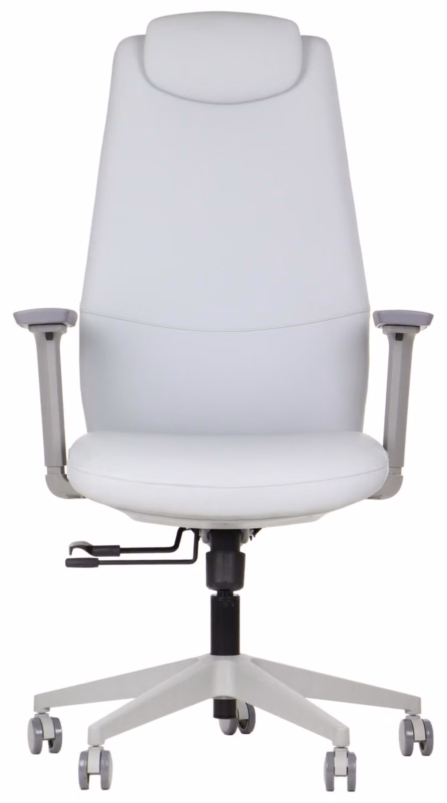Sedia girevole ergonomica da ufficio SELLA GF, base in nylon, braccioli e poggiatesta regolabili, estensione del sedile, rivestito in ecopelle, struttura grigia, rivestimento grigio