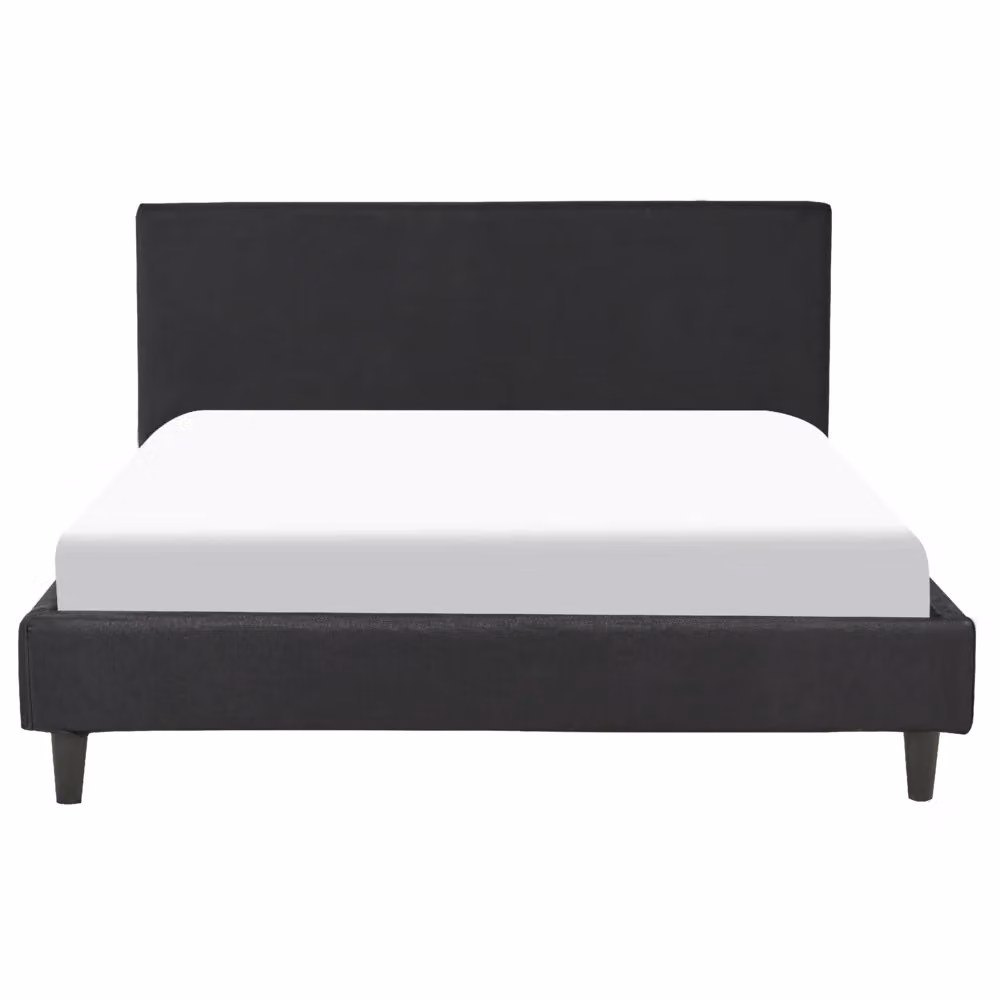 Letto matrimoniale Beliani in tessuto nero con struttura in legno e stile moderno L/P: 140 x 200 cm – 2