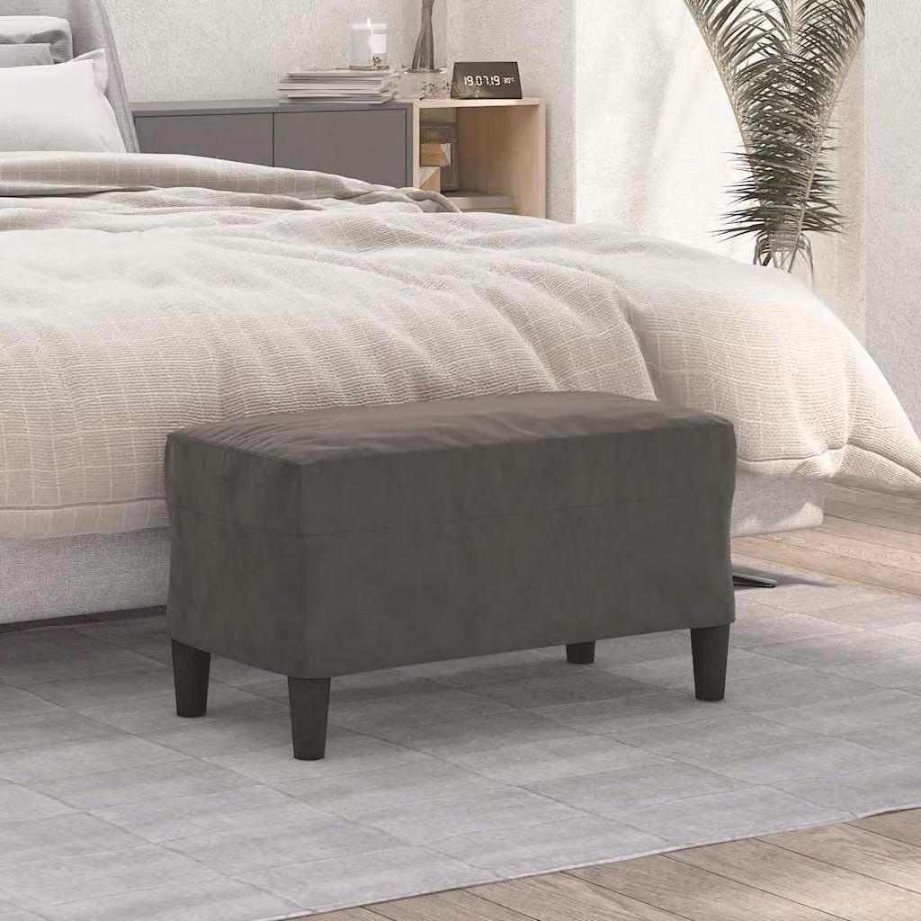 Panca vidaXL in velluto grigio con struttura in legno, L 70 x P 35 x H 41 cm