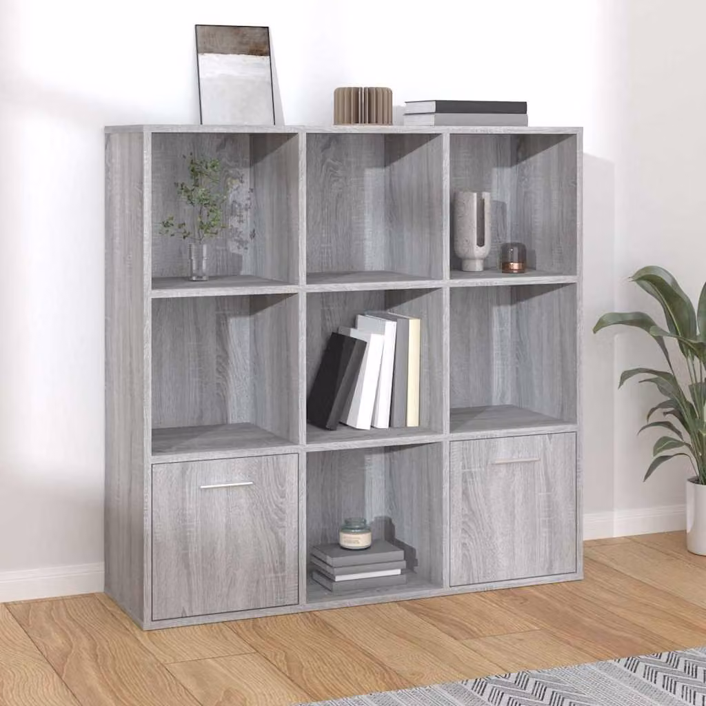 Libreria vidaXL Grigio Sonoma con pannello posteriore, L 98 cm x P 30 cm x H 98 cm