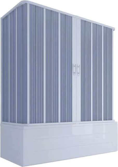 Sopravasca Dorini a 3 lati con 2 ante a soffietto in PVC e apertura centrale, Bianco, L/P/H: 170 x 70 x 70 cm, Altezza: 150 cm – 1