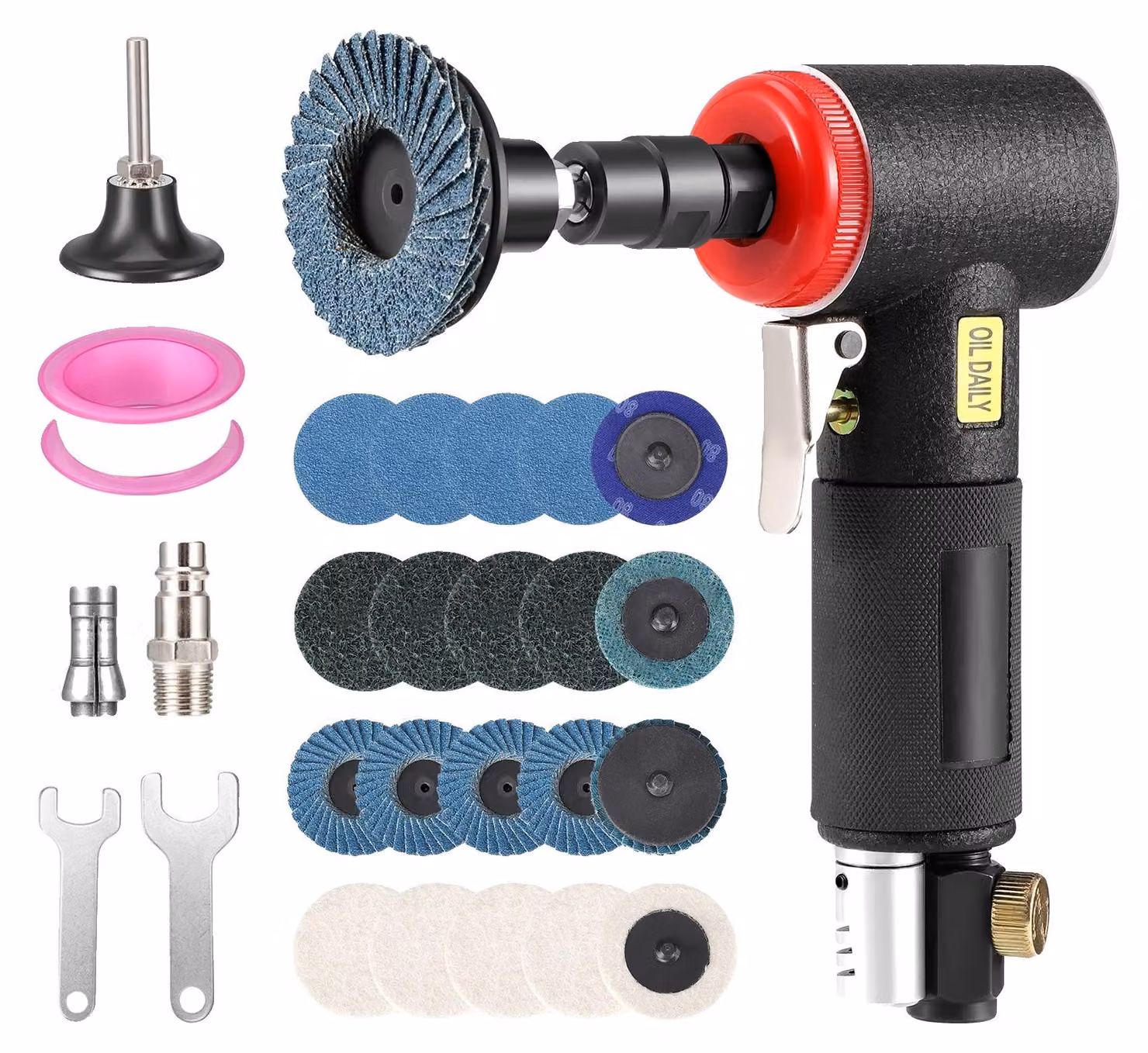 Smerigliatrice angolare pneumatica, alta velocità, design compatto, nera