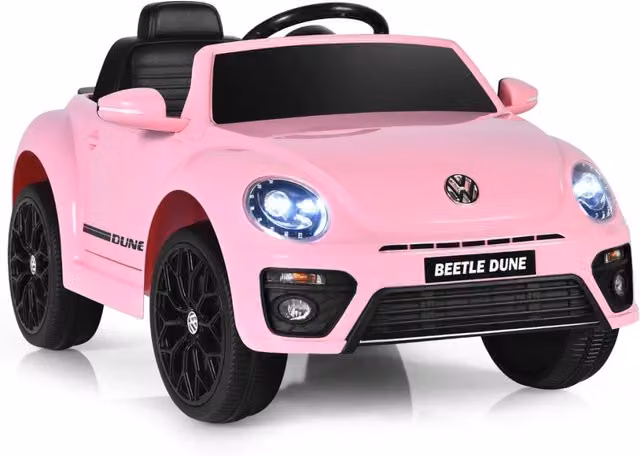 Auto elettrica Volkswagen per bambini rosa con telecomando e comandi manuali L/P/H: 95 x 56 x 47 cm