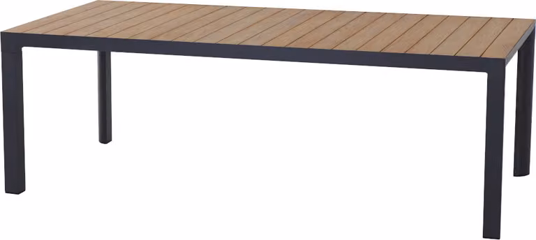 Tavolo da pranzo Siena Garden Silva 220 x 100 cm - Alluminio (antracite opaco) e teak
