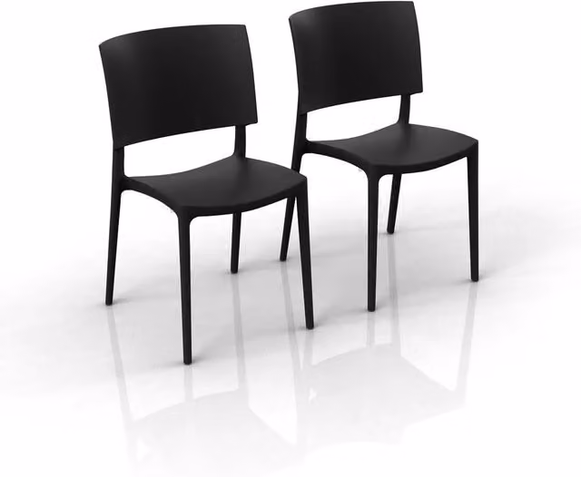 Set di 2 sedie impilabili Redokasa SHARP in polipropilene color Antracite opaco, design moderno resistente ai raggi UV per cucina, giardino o esterno